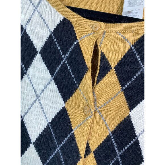 Liz Claiborne Argyle Cardigan Sweater Size Small Petite Cotton Silk Angora Blend - Picture 8 of 12